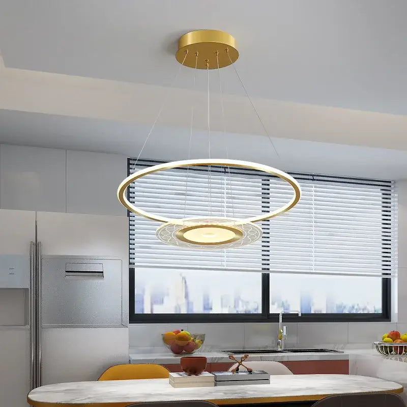 Modern gold acrylic remote control chandelier dining room light