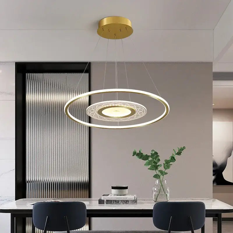 Modern gold acrylic remote control chandelier dining room light