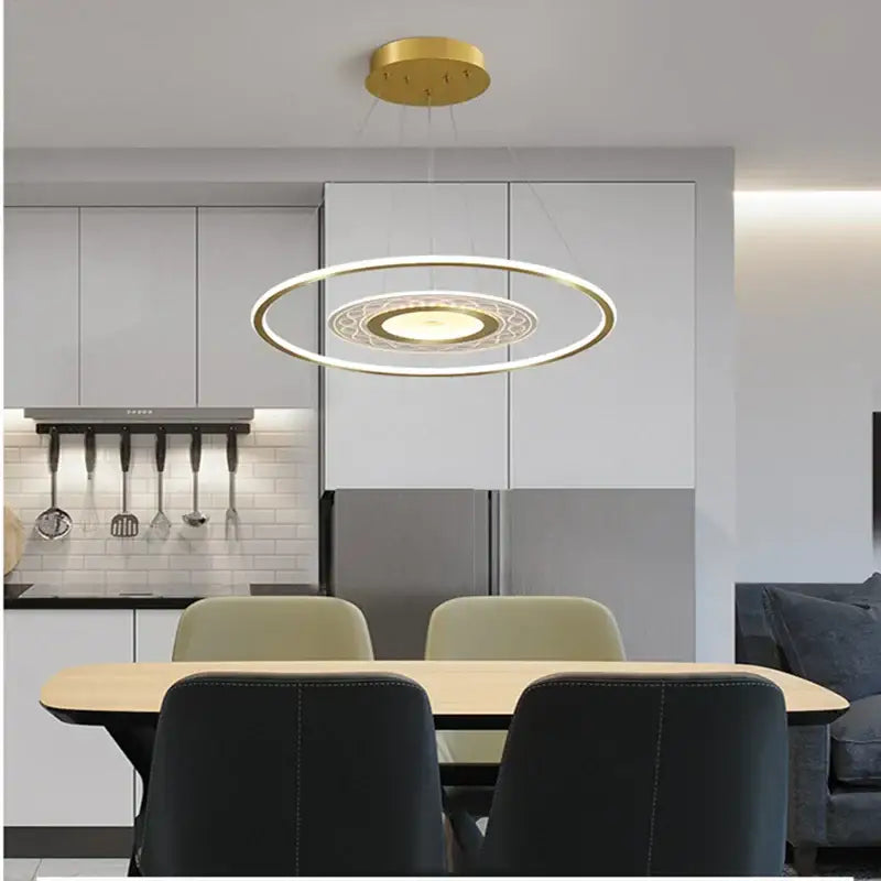 Modern gold acrylic remote control chandelier dining room light