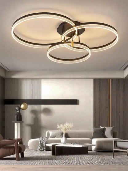 Modern gold acrylic round ring ceiling light for living room