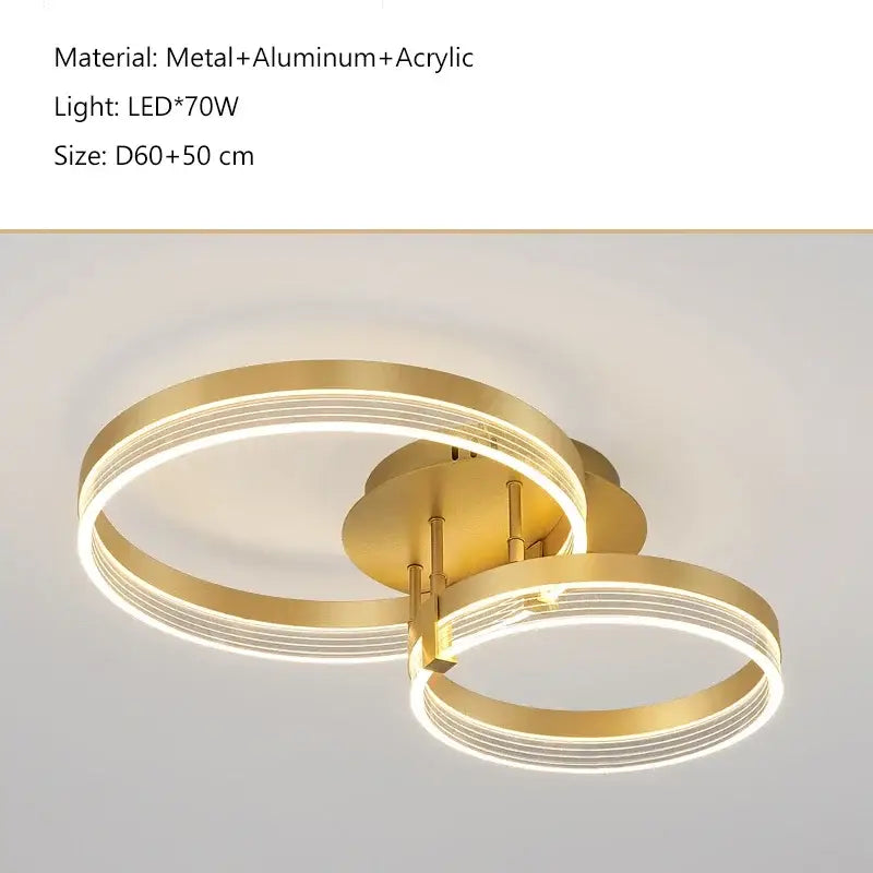 Modern gold acrylic round ring ceiling light for living room