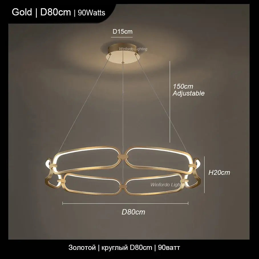 Modern gold adara luxury led chandelier dining room pendant light