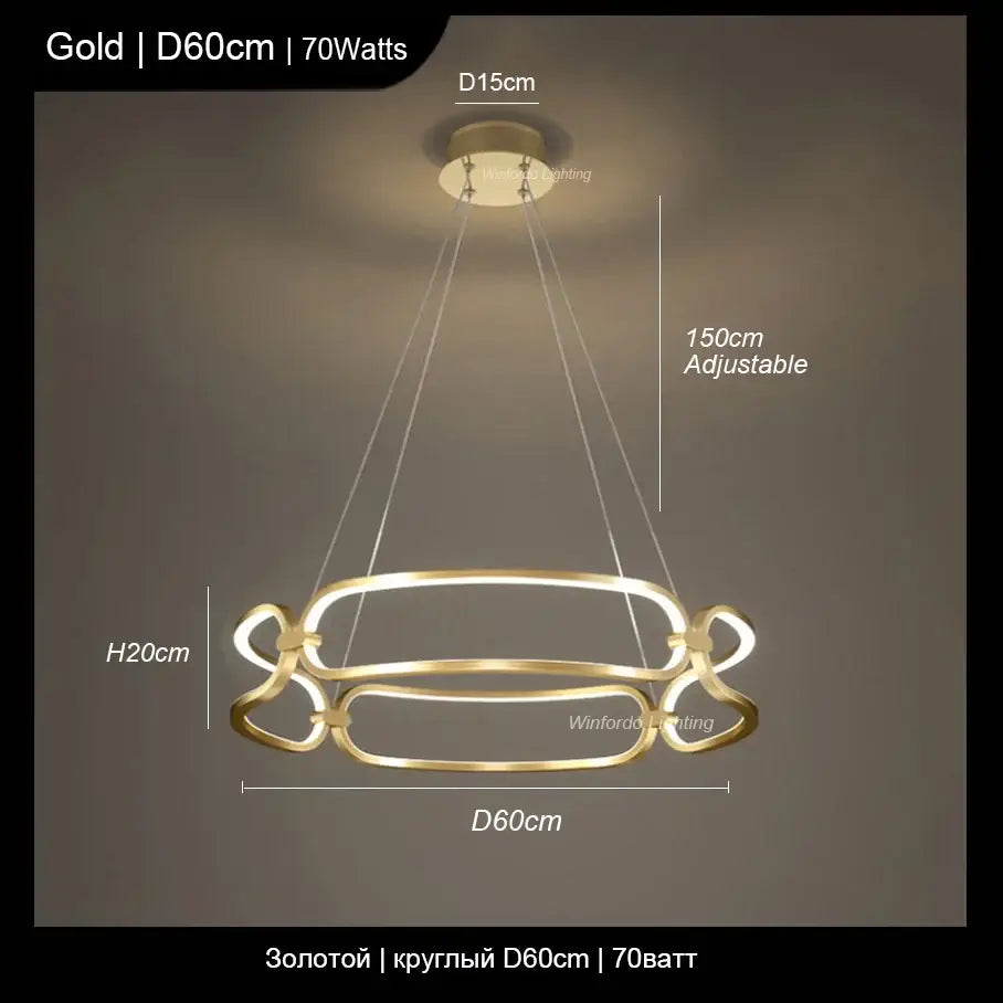 Modern gold adara luxury led chandelier dining room pendant light