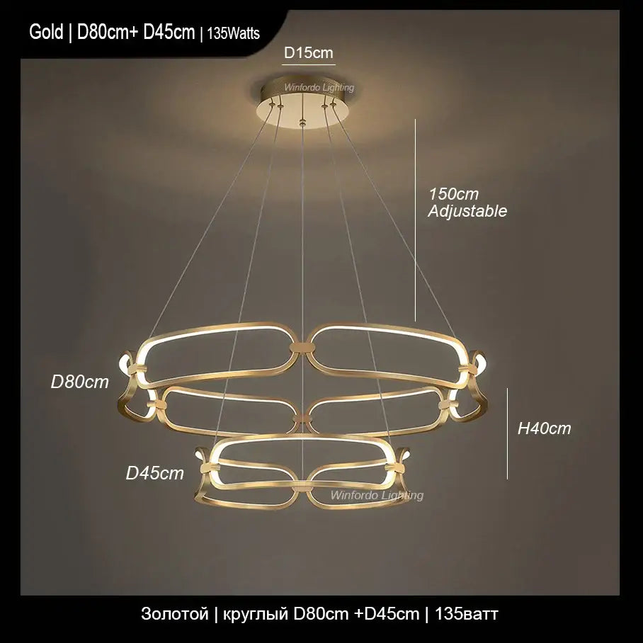 Modern gold adara luxury led chandelier dining room pendant light