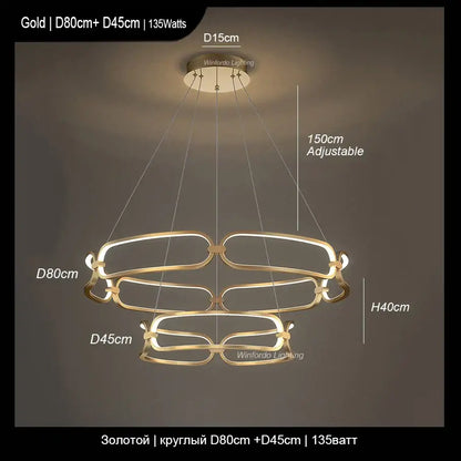 Modern gold adara luxury led chandelier dining room pendant light