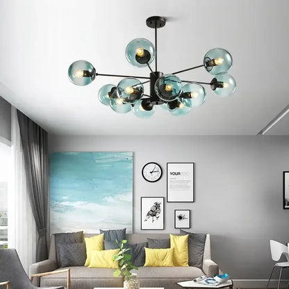 Modern gold adjustable ball glass lustre – dining room light