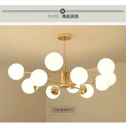 Modern gold adjustable ball glass lustre – dining room light