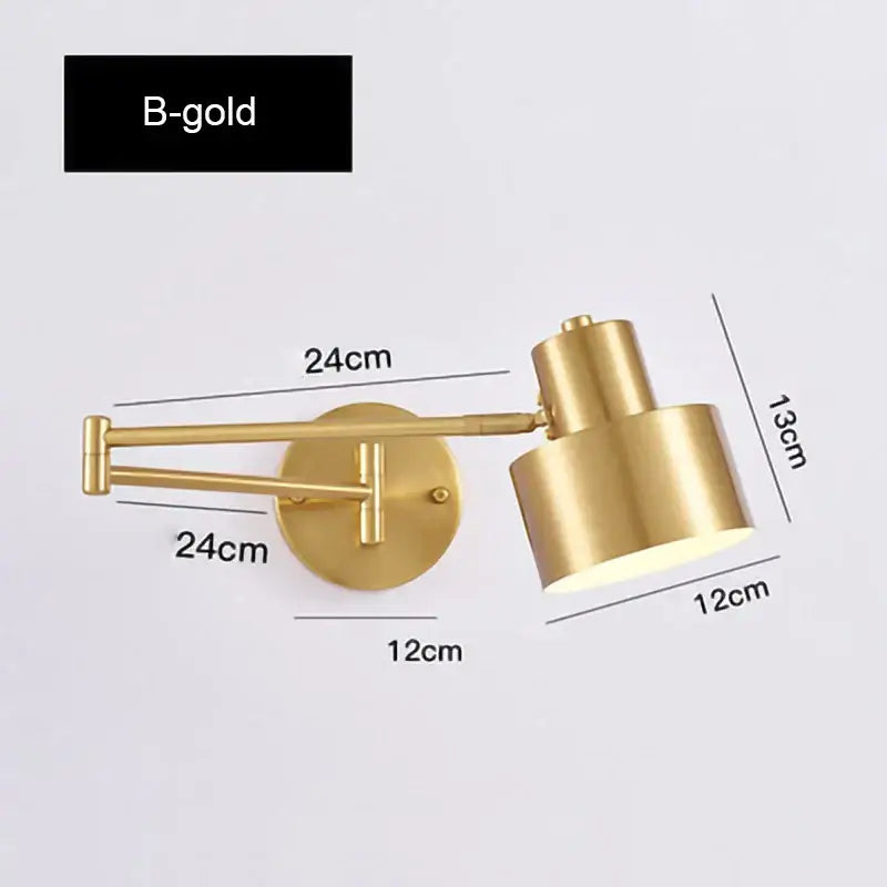 Modern gold adjustable led wall lamp bedroom reading light