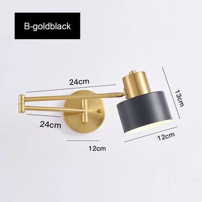Modern gold adjustable led wall lamp bedroom reading light