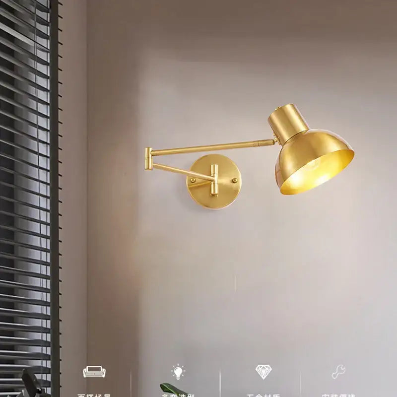 Modern gold adjustable led wall lamp bedroom reading light