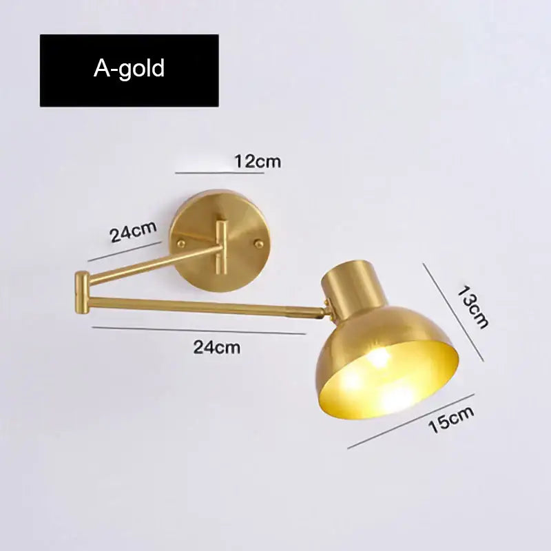 Modern gold adjustable led wall lamp bedroom reading light
