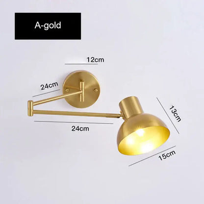 Modern gold adjustable led wall lamp bedroom reading light
