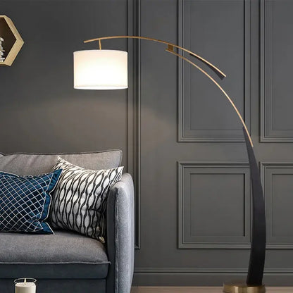 Modern gold adjustable metal floor lamp living room white shade