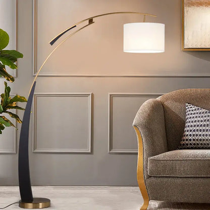 Modern gold adjustable metal floor lamp living room white shade