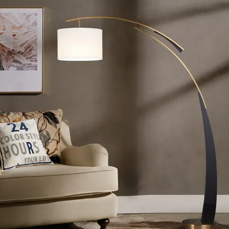 Modern gold adjustable metal floor lamp living room white shade