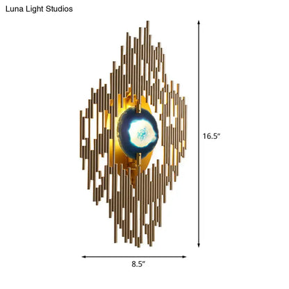 Modern gold agate deco wall sconce living room fixture