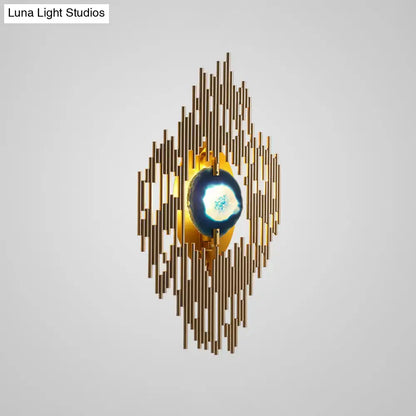 Modern gold agate deco wall sconce living room fixture
