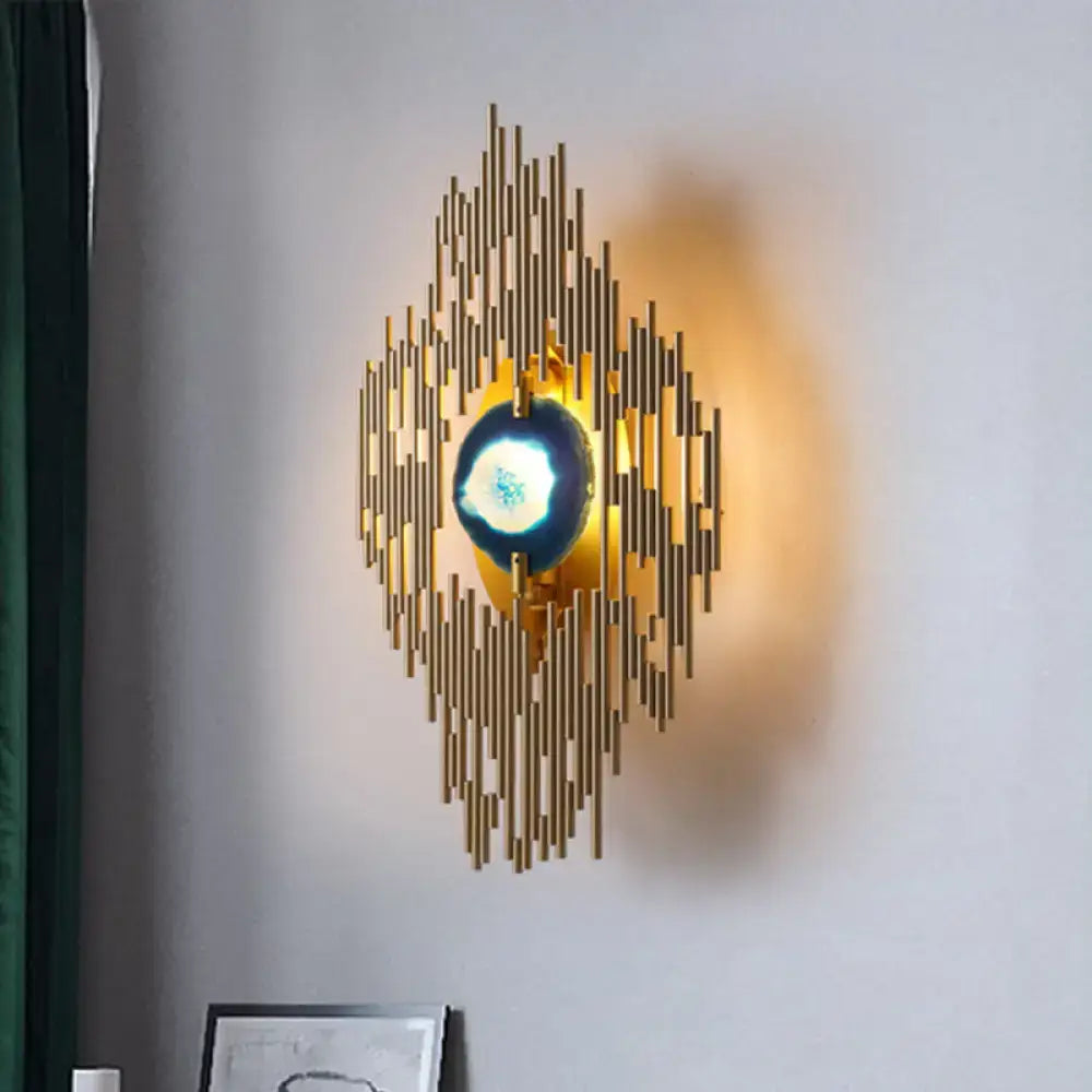 Modern gold agate deco wall sconce living room fixture