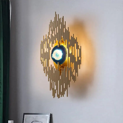 Modern gold agate deco wall sconce living room fixture