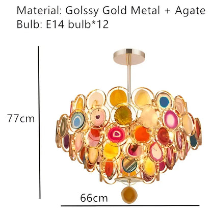 Modern gold agate led wall lamp sconce bedroom colorful gemstone decor
