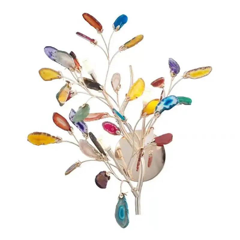 Modern gold agate led wall lamp sconce bedroom colorful gemstone decor