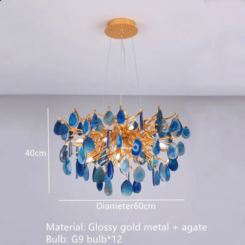 Modern gold agate led wall lamp sconce bedroom colorful gemstone decor