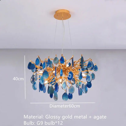 Modern gold agate led wall lamp sconce bedroom colorful gemstone decor