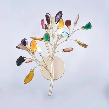 Modern gold agate led wall lamp sconce bedroom colorful gemstone decor