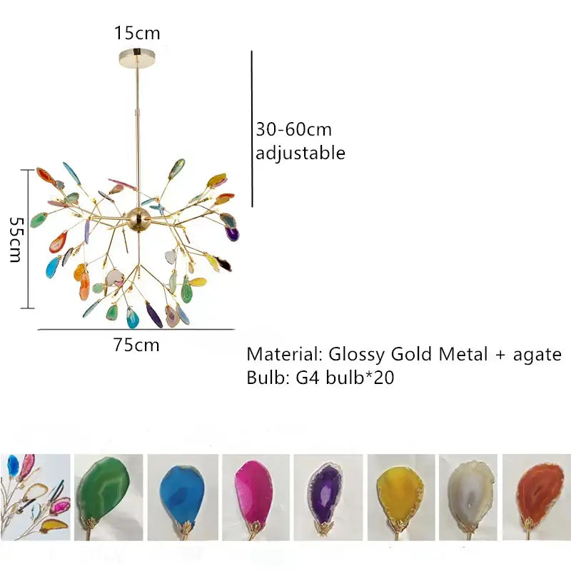 Modern gold agate led wall lamp sconce bedroom colorful gemstone decor