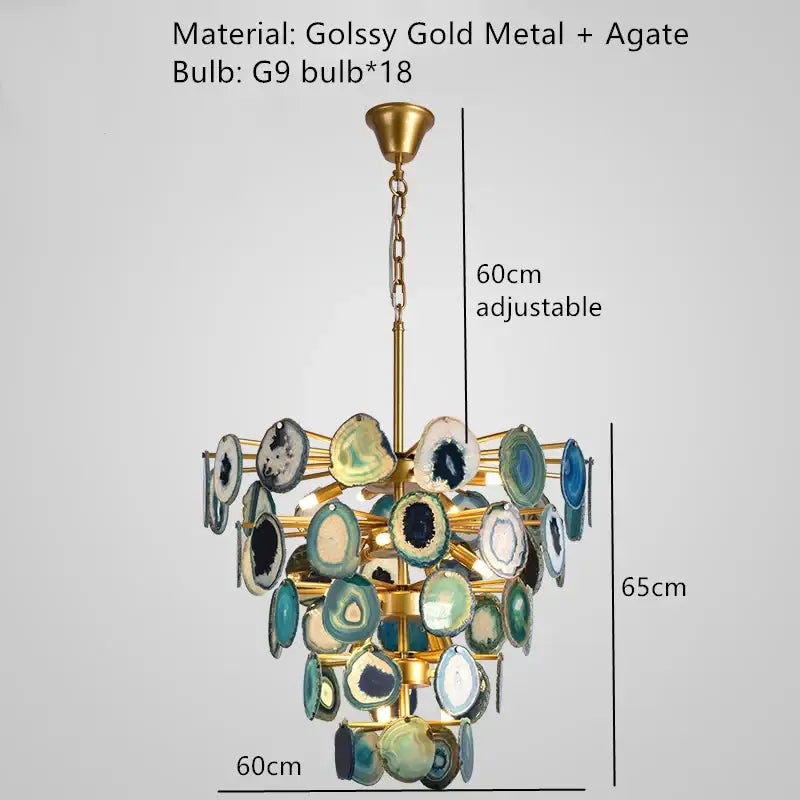 Modern gold agate led wall lamp sconce bedroom colorful gemstone decor