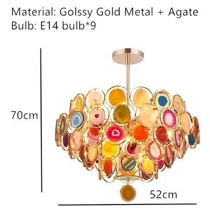 Modern gold agate led wall lamp sconce bedroom colorful gemstone decor