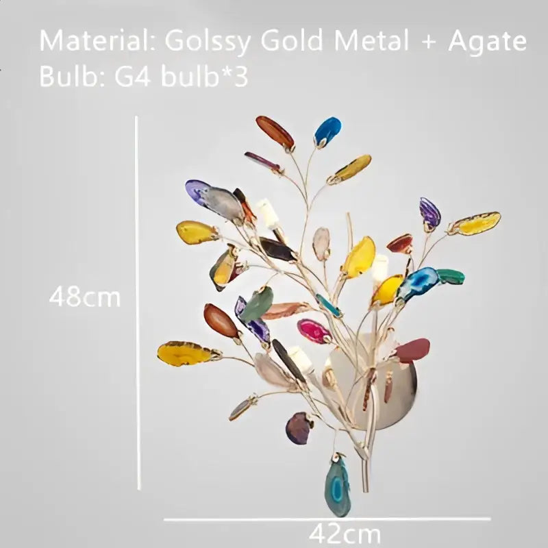 Modern gold agate led wall lamp sconce bedroom colorful gemstone decor