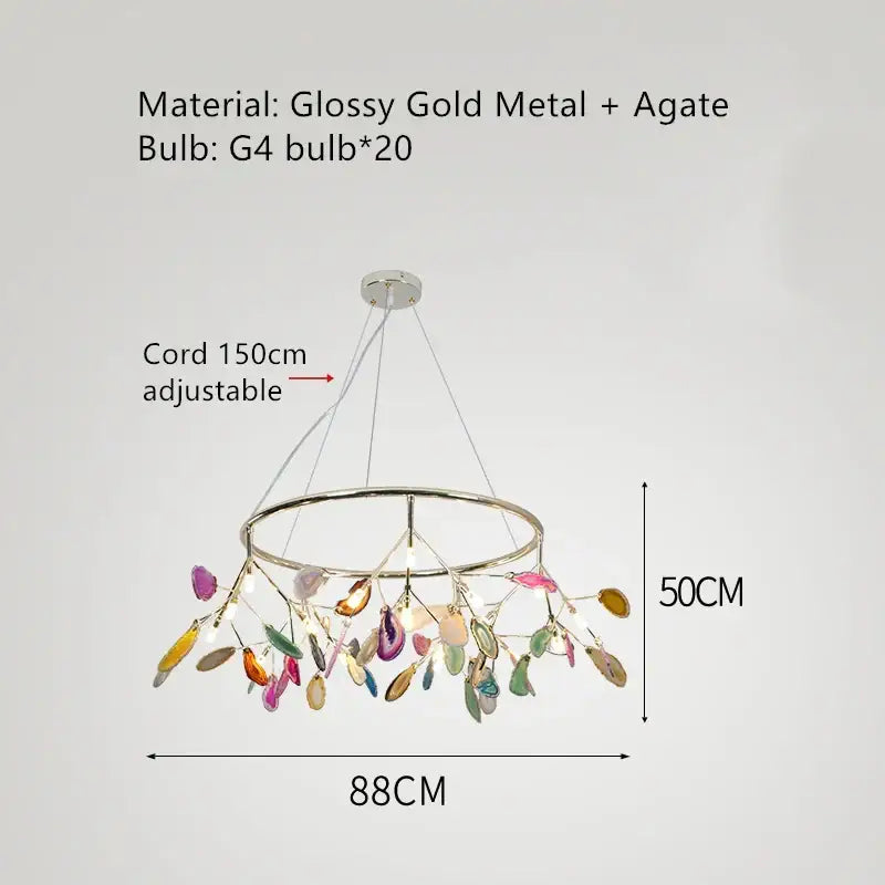 Modern gold agate led wall lamp sconce bedroom colorful gemstone decor