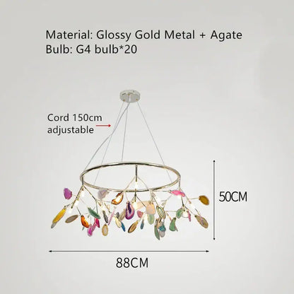 Modern gold agate led wall lamp sconce bedroom colorful gemstone decor
