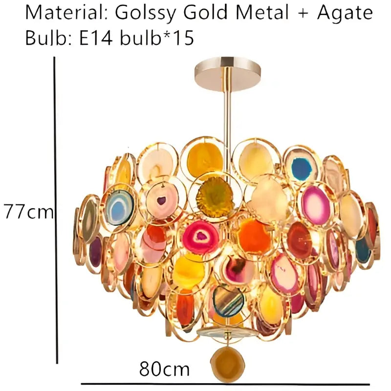 Modern gold agate led wall lamp sconce bedroom colorful gemstone decor