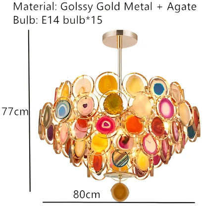 Modern gold agate led wall lamp sconce bedroom colorful gemstone decor