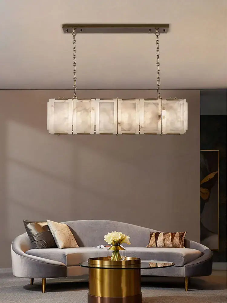 Modern gold alabaster dimmable led marble art chandelier dining room