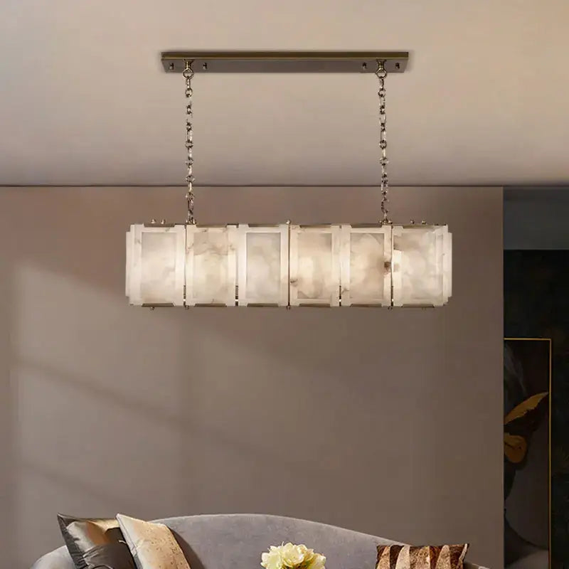 Modern gold alabaster dimmable led marble art chandelier dining room