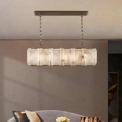Modern gold alabaster dimmable led marble art chandelier dining room