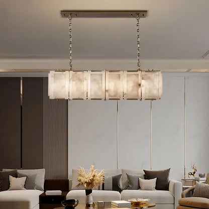 Modern gold alabaster dimmable led marble art chandelier dining room