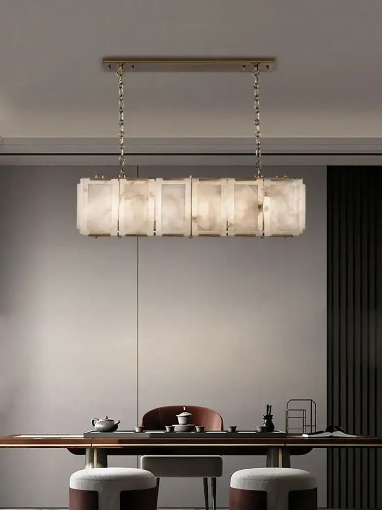Modern gold alabaster dimmable led marble art chandelier dining room