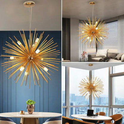 Modern gold aluminum dandelion pendant light for dining room