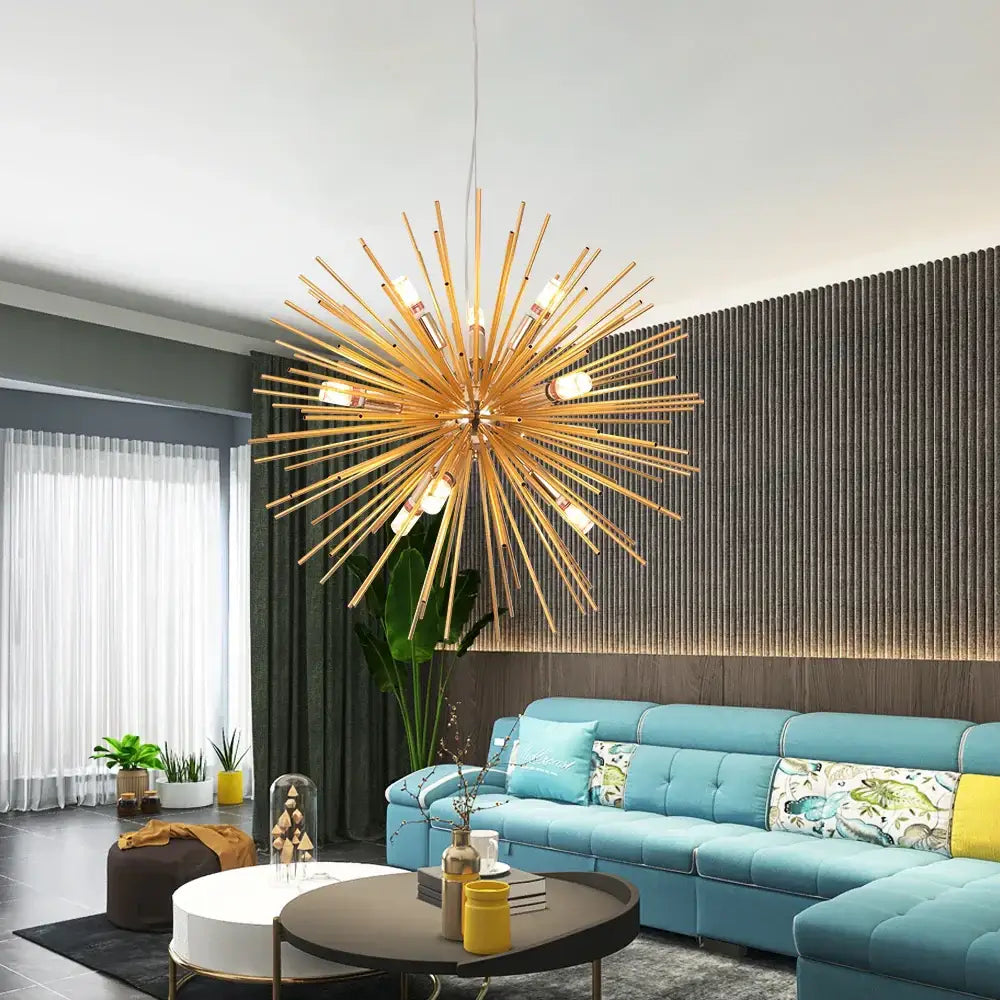 Modern gold aluminum dandelion pendant light for dining room