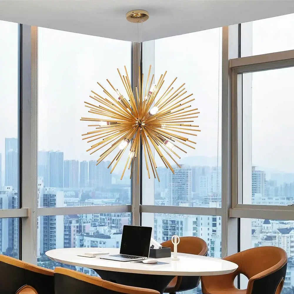 Modern gold aluminum dandelion pendant light for dining room