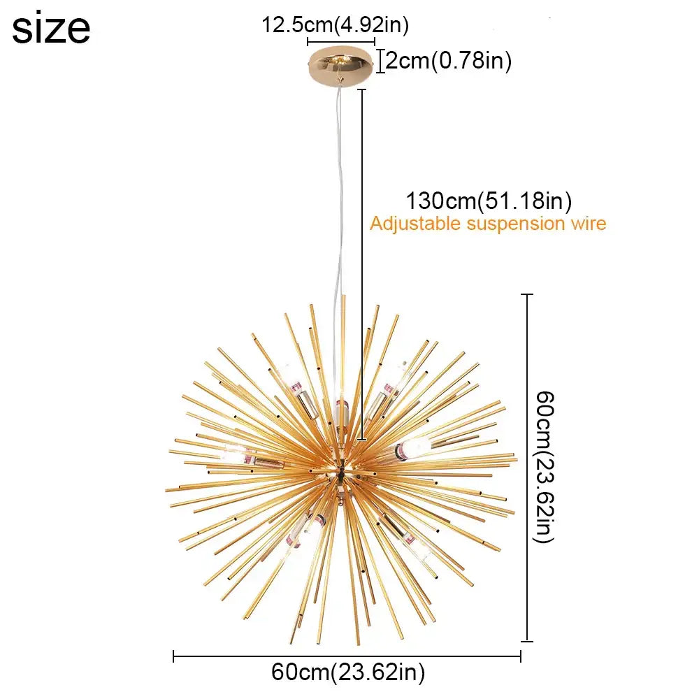 Modern gold aluminum dandelion pendant light for dining room