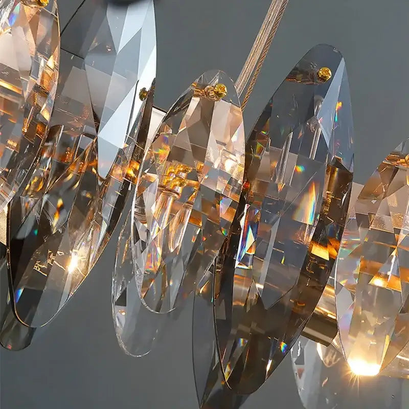 Modern gold amber crystal ceiling chandelier dining room