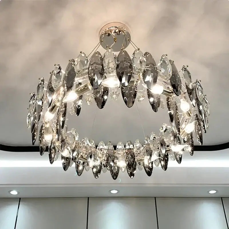 Modern gold amber crystal ceiling chandelier dining room