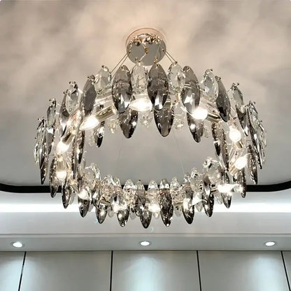 Modern gold amber crystal ceiling chandelier dining room