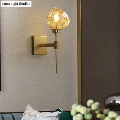 Modern gold amber smoke gray glass wall sconce living room light