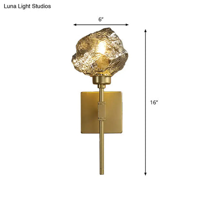 Modern gold amber smoke gray glass wall sconce living room light